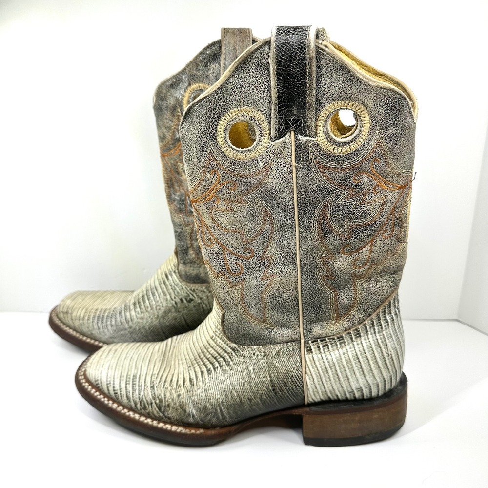Ranger Mens Lizard Skin Western Cowboy Boots Gray Square Toe Size 7 MEX 24